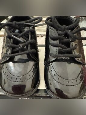 Black Patent Leather Lace-Up Toddler Shoes